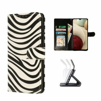 Samsung A12 Hoesje Met Pasjeshouder Bookcase Zebra