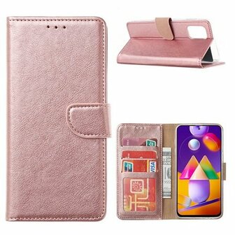 Samsung A42 Hoesje Met Pasjeshouder Bookcase Rose Goud