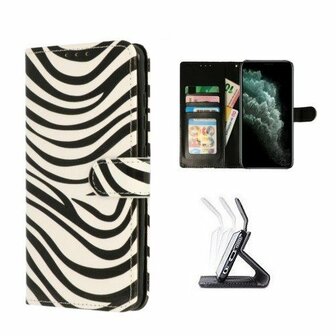 iPhone 11 Pro Max Hoesje Met Pasjeshouder Bookcase Zebra