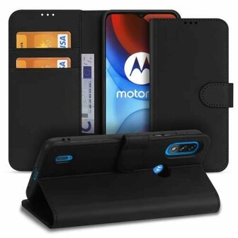 Motorola E7i Power Hoesje Met Pasjeshouder Bookcase Zwart