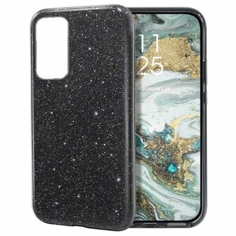 Huawei P40 Siliconen Glitter Hoesje Zwart