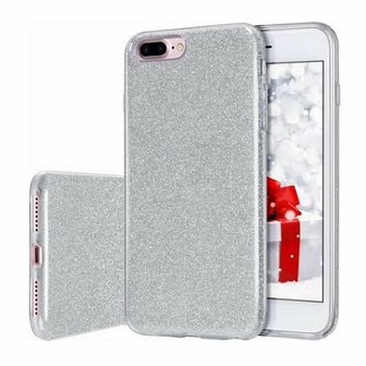 iPhone 7 Siliconen Glitter Hoesje Zilver