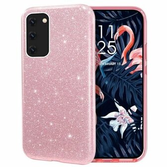 Samsung A72 Siliconen Glitter Hoesje Rose Goud