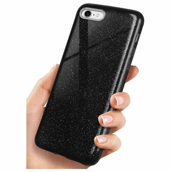 iPhone 7 Hoesje Siliconen Glitter Zwart