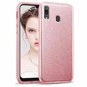 Samsung A20s Siliconen Glitter Hoesje Rose Goud