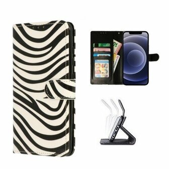 iPhone 12 Mini Hoesje Met Pasjeshouder Bookcase Zebra