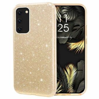 Samsung A72 Siliconen Glitter Hoesje Goud