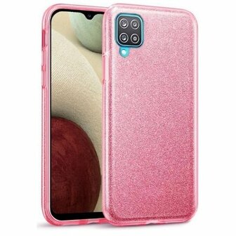 Samsung A42 Siliconen Glitter Hoesje Rose Goud