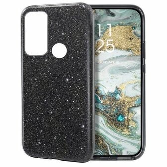 Samsung A21s Siliconen Glitter Hoesje Zwart