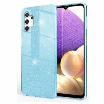 Samsung A32 5G Siliconen Glitter Hoesje Blauw