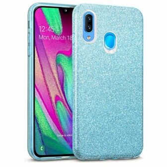 Samsung A20s Siliconen Glitter Hoesje Blauw