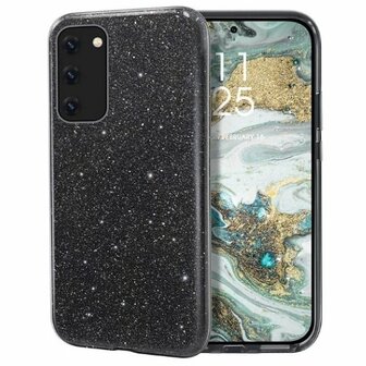 Samsung A72 Siliconen Glitter Hoesje Zwart