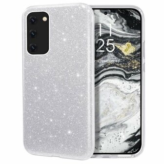 Samsung A72 Siliconen Glitter Hoesje Zilver