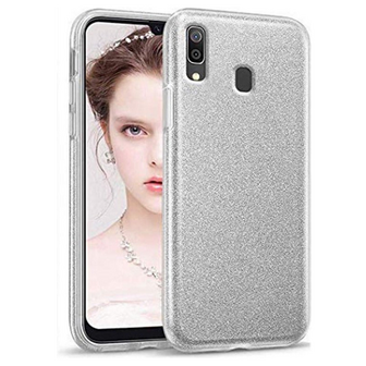 Samsung A10s Siliconen Glitter Hoesje Zilver