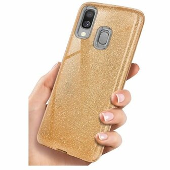 Samsung A20s Siliconen Glitter Hoesje Goud