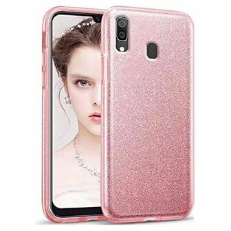 Samsung A10s Siliconen Glitter Hoesje Rose Goud