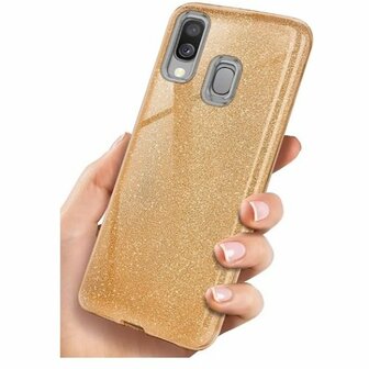 Samsung A10s Siliconen Glitter Hoesje Goud