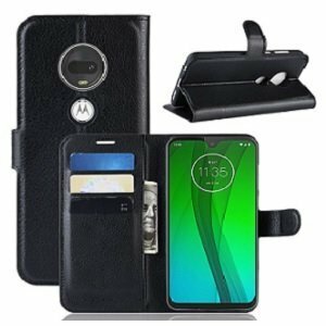 Motorola Moto G7 Plus Hoesje Met Pasjeshouder Bookcase Zwart