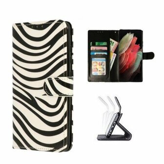 Samsung S21 Ultra Hoesje Met Pasjeshouder Bookcase Zebra