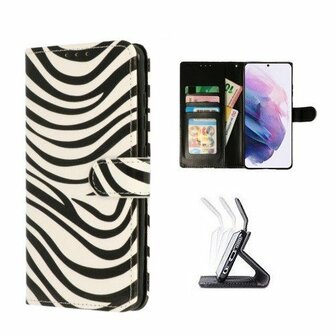 Samsung S21 Plus Hoesje Met Pasjeshouder Bookcase Zebra