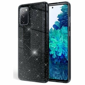 Samsung A52 5G Siliconen Glitter Hoesje Zwart