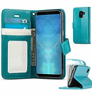 Samsung A8 2018 Hoesje Met Pasjeshouder Bookcase Turquoise