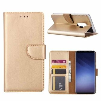 Samsung S9 Plus Hoesje Met Pasjeshouder Bookcase Goud