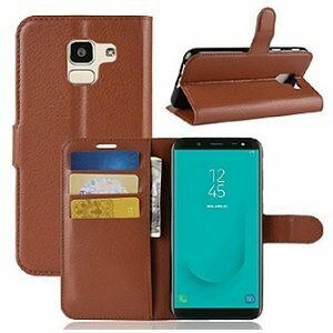 Samsung J6 2018 Hoesje Met Pasjeshouder Bookcase Bruin