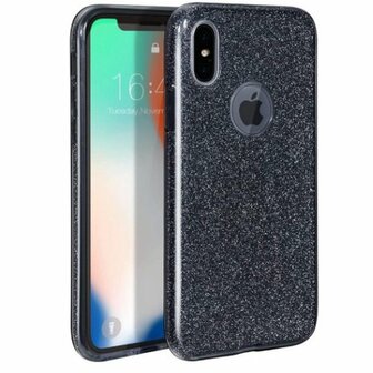 iPhone XS Max Siliconen Glitter Hoesje Zwart