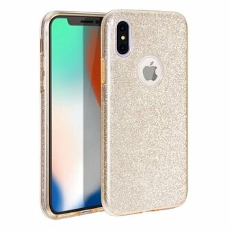 iPhone XR Siliconen Glitter Hoesje Goud