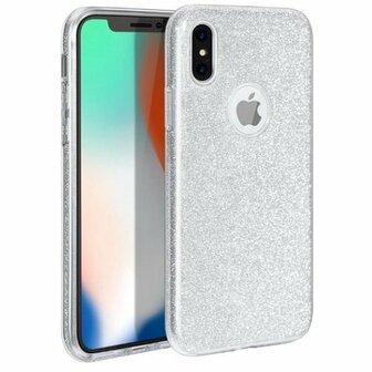 iPhone XR Siliconen Glitter Hoesje Zilver