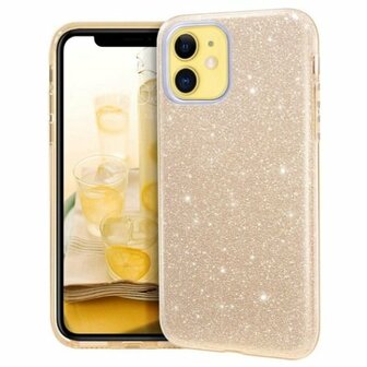 iPhone 12 Mini Siliconen Glitter Hoesje Goud