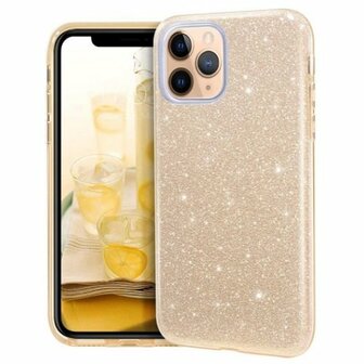 iPhone 11 Pro Siliconen Glitter Hoesje Goud