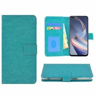 Oppo Reno4 Z 5G Hoesje Met Pasjeshouder Bookcase Turquoise