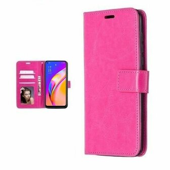 Oppo A94 5G Hoesje Met Pasjeshouder Bookcase Roze