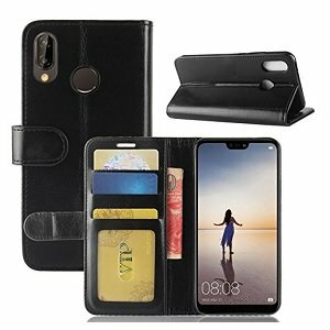 Huawei P20 Lite 2019 Hoesje Met Pasjeshouder Bookcase Zwart