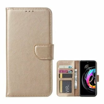 Motorola Edge 20 Lite Hoesje Met Pasjeshouder Bookcase Goud