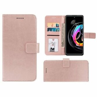 Motorola Edge 20 Lite Hoesje Met Pasjeshouder Bookcase Rose Goud