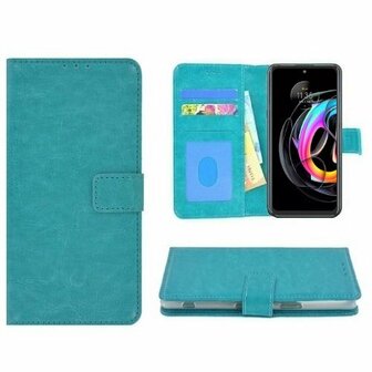 Motorola Edge 20 Lite Hoesje Met Pasjeshouder Bookcase Turquoise