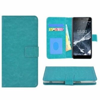 Nokia 5.1 Hoesje Met Pasjeshouder Bookcase Turquoise