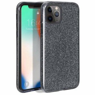 iPhone 11 Pro Siliconen Glitter Hoesje Zwart