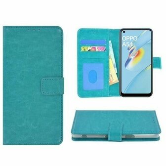 Oppo A54 Hoesje Met Pasjeshouder Bookcase Turquoise