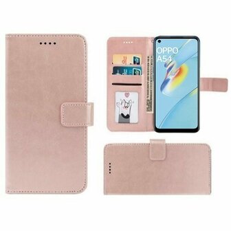 Oppo A54 Hoesje Met Pasjeshouder Bookcase Rose Goud