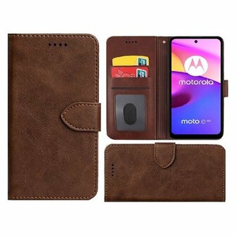 Motorola Moto E40 Hoesje Met Pasjeshouder Bookcase Bruin