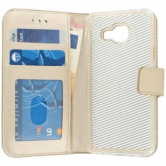 Samsung A3 2016 Hoesje Met Pasjeshouder Bookcase Goud