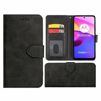 Motorola Moto E40 Hoesje Met Pasjeshouder Bookcase Zwart