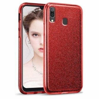 Samsung A20s Siliconen Glitter Hoesje Rood