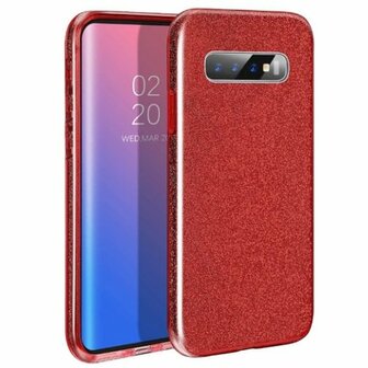 Samsung S10 Plus Siliconen Glitter Hoesje Rood