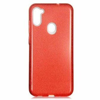 Samsung A11 Siliconen Glitter Hoesje Rood