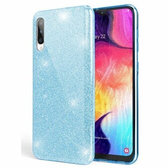 Samsung A01 Siliconen Glitter Hoesje Blauw